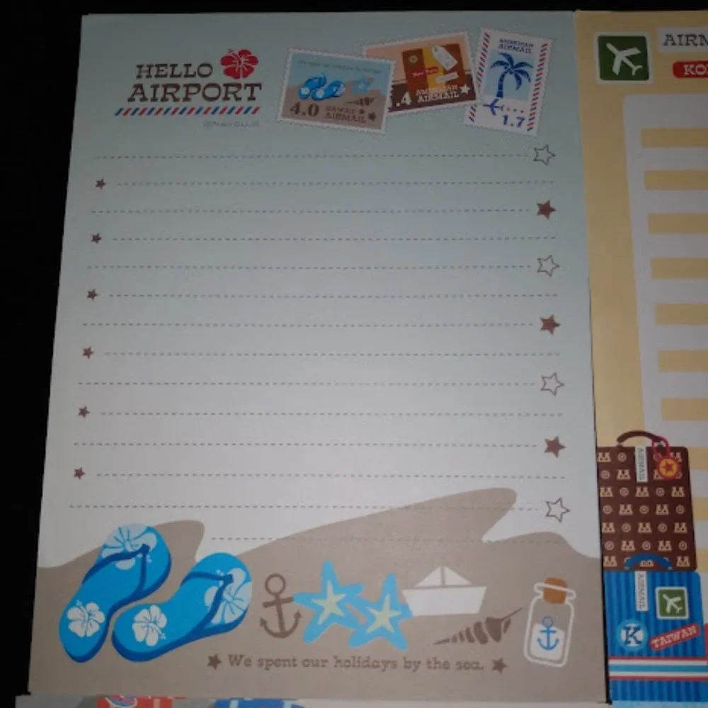 16pc LOT: TRAVEL LOVERS/CARTOON CHARACTER WRITING PAPER + ENVELOPES (4 DESIGNS)